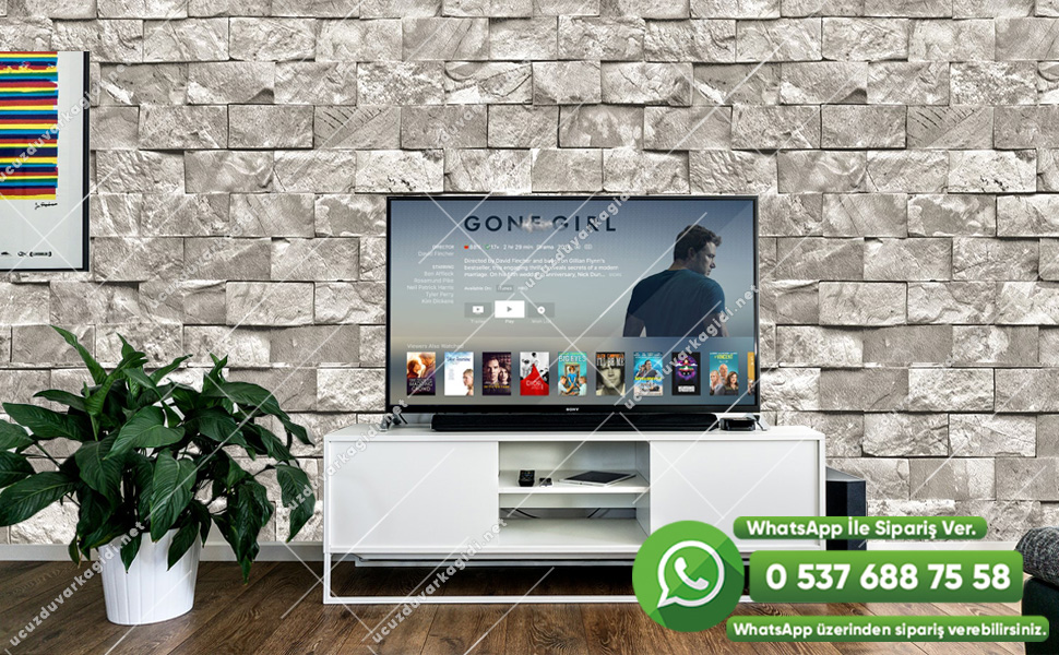 Tuğla Desenli Duvar Kağıdı Gri